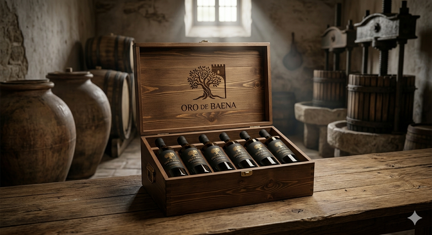 Cofre Patrimonio de Baena - 6 Botellas Premium + Caja de Madera